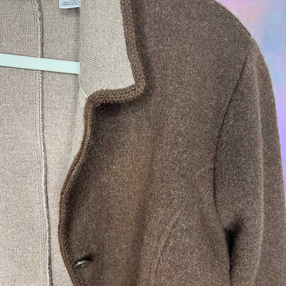 Vintage Alfred Dunner 100% Wool Brown Cardigan, Size Large - Picture 4 of 6